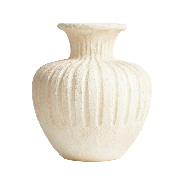 Crate & Barrel x Athena Calderone Énorme Cannelée White Textured Vase 15″