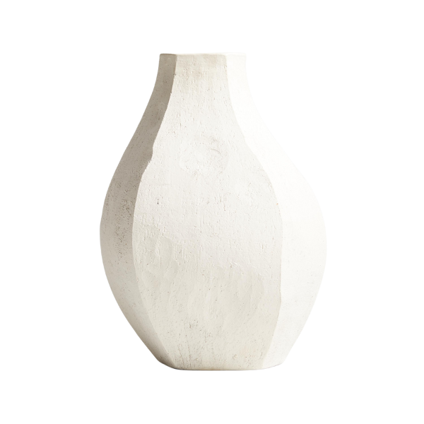 Crate & Barrel x Athena Calderone Facette Grande White Vase 11.5