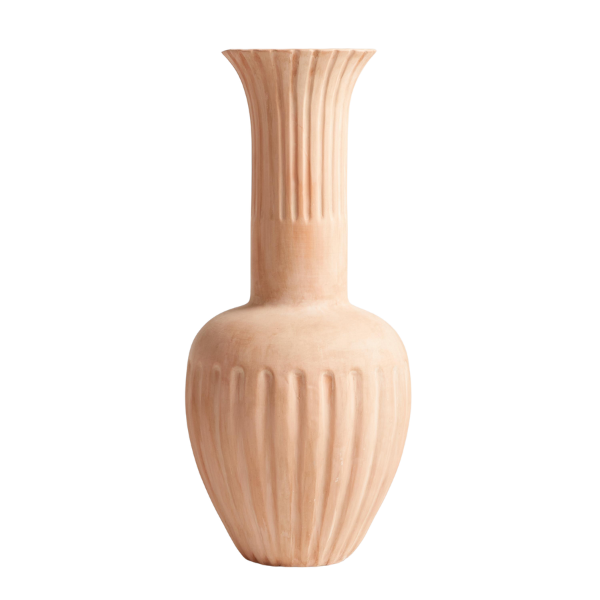 Crate & Barrel x Athena Calderone Haute Cannelée Tall Terracotta Vase 19″