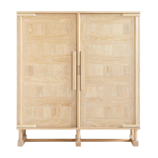 Crate & Barrel x Athena Calderone Le Panneau Oak Wood Storage Cabinet